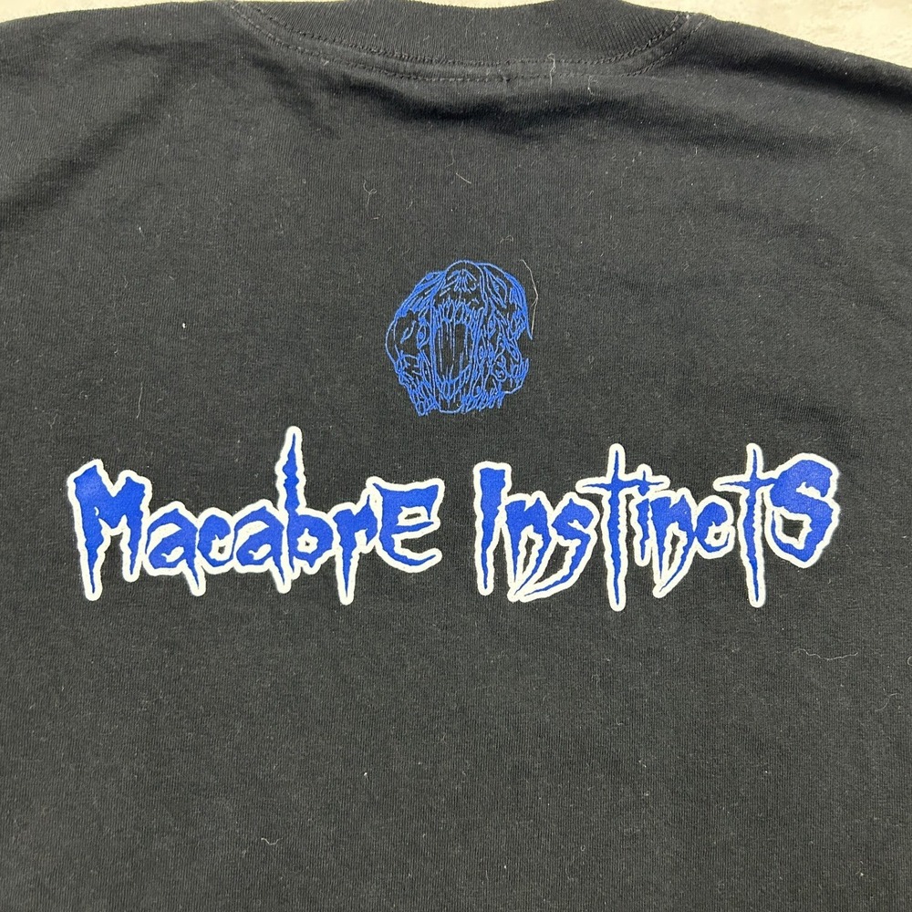 Gildan Macabre Instincts rock music Shirt Mens XL Black Blue Graphic Heavyweight